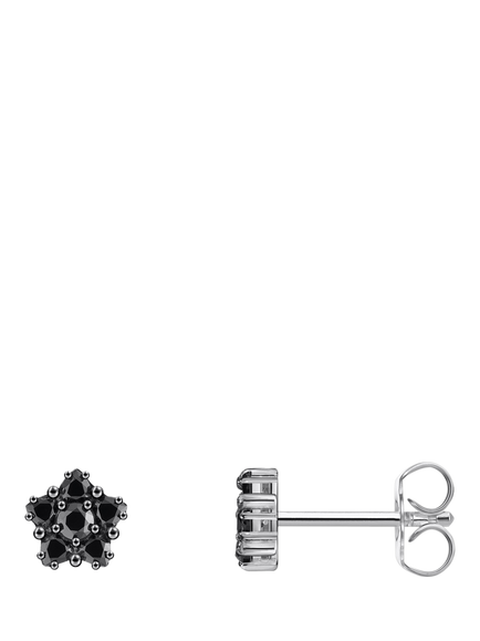 THOMAS SABO Floral Stud Earrings, Silver/Black, Silver/Black
