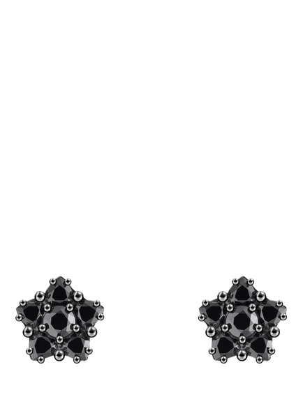 THOMAS SABO Floral Stud Earrings, Silver/Black - view 2, Silver/Black