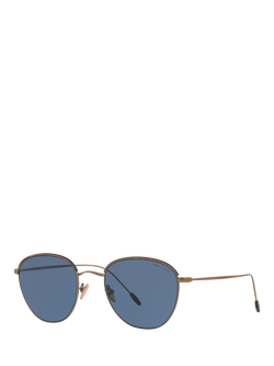 Giorgio Armani AR6048 Men's Oval Sunglasses, Matte Bronze/Blue, Matte Bronze/Blue