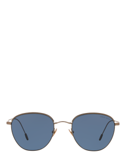 Giorgio Armani AR6048 Men's Oval Sunglasses, Matte Bronze/Blue - view 2, Matte Bronze/Blue