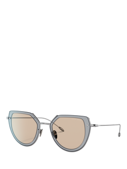 Giorgio Armani AR6119 Women's Oval Sunglasses, Gunmetal/Brown, Gunmetal/Brown