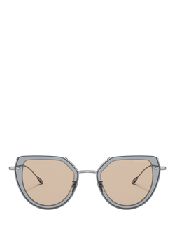 Giorgio Armani AR6119 Women's Oval Sunglasses, Gunmetal/Brown - view 2, Gunmetal/Brown
