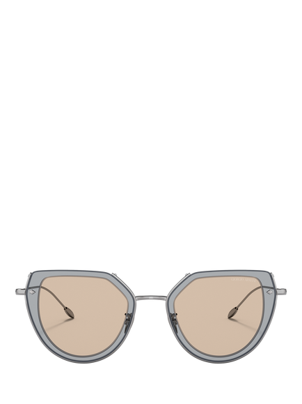 Giorgio Armani AR6119 Women's Oval Sunglasses, Gunmetal/Brown - view 2, Gunmetal/Brown
