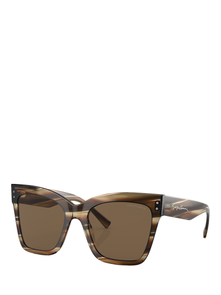Giorgio Armani AR8175 Women's Cat's Eye Sunglasses, Striped Brown/Brown, Striped Brown/Brown