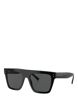 Giorgio Armani AR8177 Unisex Angular Square Sunglasses, Black/Grey, Black/Grey