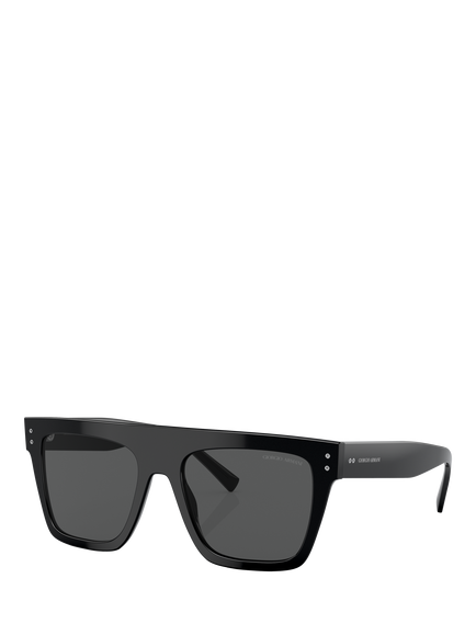 Giorgio Armani AR8177 Unisex Angular Square Sunglasses, Black/Grey, Black/Grey