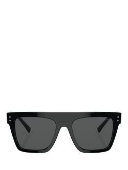 Giorgio Armani AR8177 Unisex Angular Square Sunglasses, Black/Grey - view 2, Black/Grey