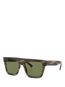 Giorgio Armani AR8177 Unisex Square Sunglasses, Striped Brown/Green, Striped Brown/Green