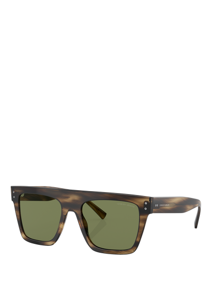 Giorgio Armani AR8177 Unisex Square Sunglasses, Striped Brown/Green, Striped Brown/Green