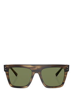Giorgio Armani AR8177 Unisex Square Sunglasses, Striped Brown/Green - view 2, Striped Brown/Green