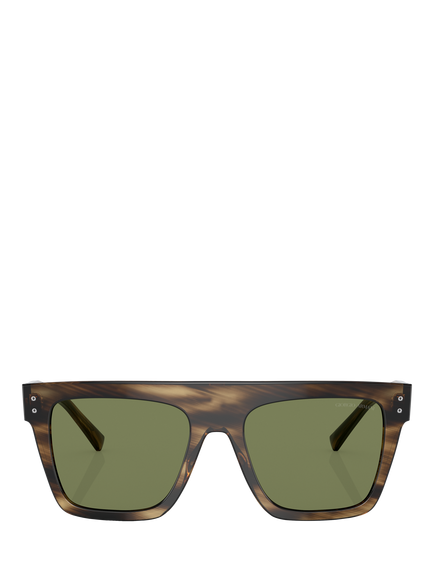 Giorgio Armani AR8177 Unisex Square Sunglasses, Striped Brown/Green - view 2, Striped Brown/Green