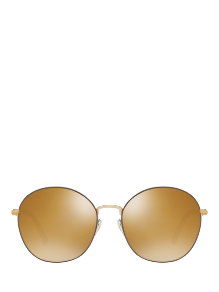 Burberry BE3094 Women's Polarised Round Sunglasses, Light Gold/Mirror Brown - view 2, Light Gold/Mirror Brown
