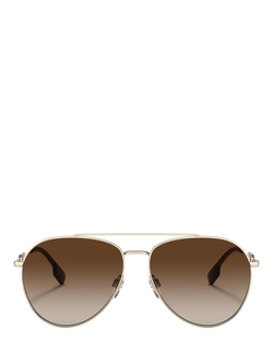 Burberry BE3128 Women's Aviator Sunglasses, Light Gold/Brown Gradient - view 2, Light Gold/Brown Gradient