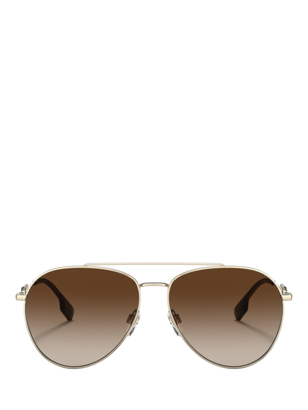 Burberry BE3128 Women's Aviator Sunglasses, Light Gold/Brown Gradient - view 2, Light Gold/Brown Gradient