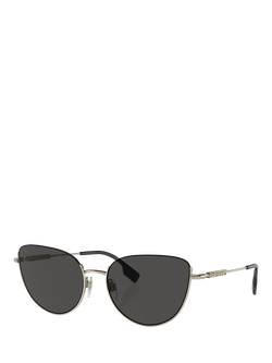 Burberry BE3144 Women's Cat's Eye Sunglasses, Light Gold/Black, Light Gold/Black