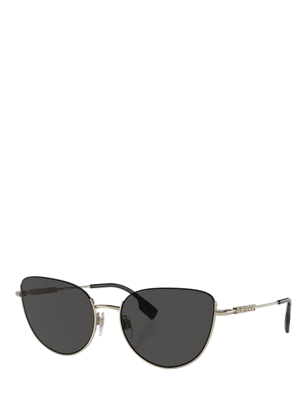 Burberry BE3144 Women's Cat's Eye Sunglasses, Light Gold/Black, Light Gold/Black