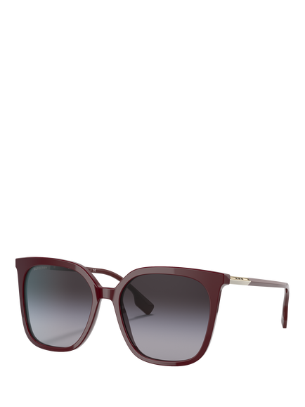Burberry BE4347 Women's Square Sunglasses, Bordeaux/Grey Gradient, Bordeaux/Grey Gradient