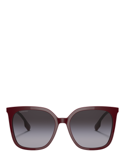 Burberry BE4347 Women's Square Sunglasses, Bordeaux/Grey Gradient - view 2, Bordeaux/Grey Gradient