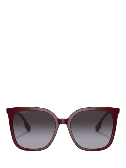Burberry BE4347 Women's Square Sunglasses, Bordeaux/Grey Gradient - view 2, Bordeaux/Grey Gradient