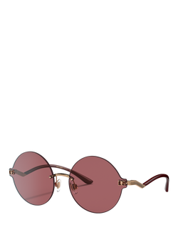 Dolce & Gabbana DG2269 Women's Round Sunglasses, Pink Gold/Red, Pink Gold/Red