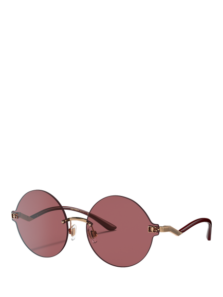 Dolce & Gabbana DG2269 Women's Round Sunglasses, Pink Gold/Red, Pink Gold/Red