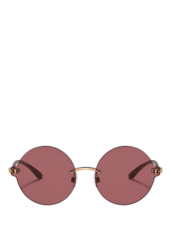 Dolce & Gabbana DG2269 Women's Round Sunglasses, Pink Gold/Red - view 2, Pink Gold/Red