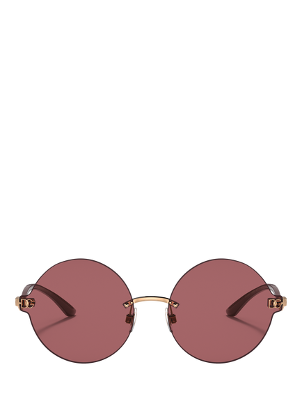 Dolce & Gabbana DG2269 Women's Round Sunglasses, Pink Gold/Red - view 2, Pink Gold/Red