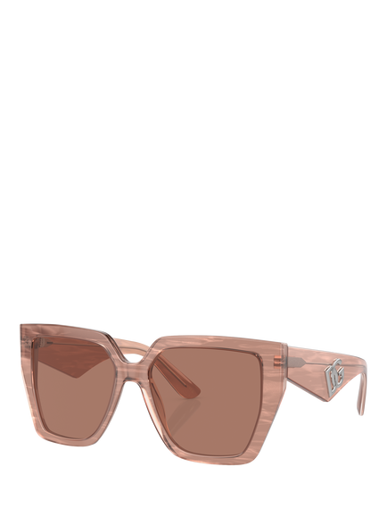 Dolce & Gabbana DG4438 Women's Square Sunglasses, Fleur Caramel/Brown, Fleur Caramel/Brown