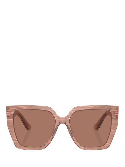 Dolce & Gabbana DG4438 Women's Square Sunglasses, Fleur Caramel/Brown - view 2, Fleur Caramel/Brown