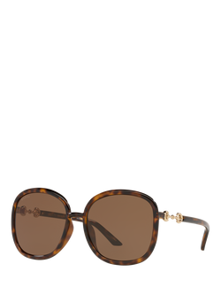 Gucci GC001517 Women's Round Sunglasses, Tortoise/Brown, Tortoise/Brown