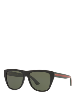 Gucci GC001617 Unisex Rectangular Sunglasses, Black/Green, Black/Green