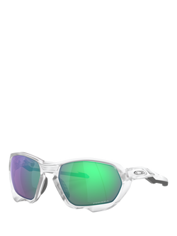 Oakley OO9019A Unisex Wrap Around Sunglasses, Matte Clear/Mirror Green, Matte Clear/Mirror Green