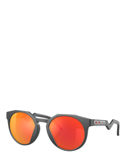 Oakley OO9464 Unisex Round Sunglasses, Matte Carbon/Mirror Orange, Matte Carbon/Mirror Orange