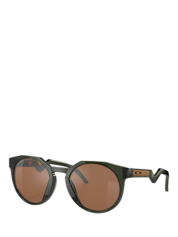 Oakley OO9464 Unisex Round Polarised Sunglasses, Olive Ink/Brown, Olive Ink/Brown