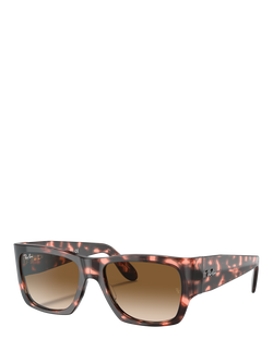 Ray-Ban RB2187 Unisex Square Sunglasses, Pink Havana/Brown Gradient, Pink Havana/Brown Gradient