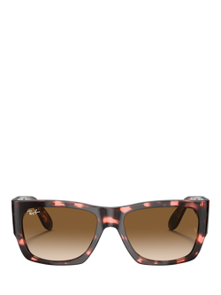 Ray-Ban RB2187 Unisex Square Sunglasses, Pink Havana/Brown Gradient - view 2, Pink Havana/Brown Gradient