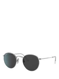 Ray-Ban RB8247 Unisex Polarised Round Sunglasses, Silver/Grey, Silver/Grey