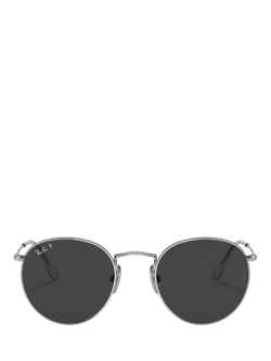 Ray-Ban RB8247 Unisex Polarised Round Sunglasses, Silver/Grey - view 2, Silver/Grey