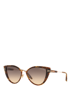 TOM FORD 4402L3 Women's Round Gradient Sunglasses, Tortoise/Grey
