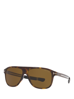 TOM FORD TR001356 Men's Square Sunglasses, Tortoise/Brown, Tortoise/Brown
