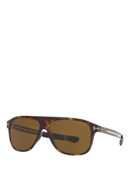 TOM FORD TR001356 Men's Square Sunglasses, Tortoise/Brown, Tortoise/Brown