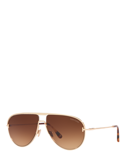 TOM FORD TR001406 Unisex Aviator Sunglasses, Pink Gold/Brown Gradient, Pink Gold/Brown Gradient