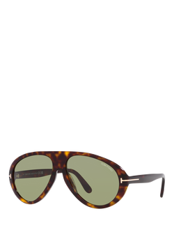 TOM FORD TR001484 Men's Aviator Sunglasses, Black Tortoise/Green, Black Tortoise/Green
