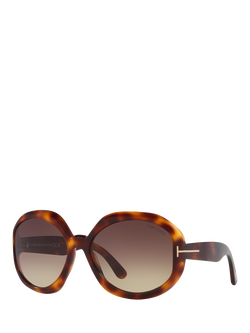 TOM FORD TR001511 Women's Round Sunglasses, Havana/Brown Gradient, Havana/Brown Gradient
