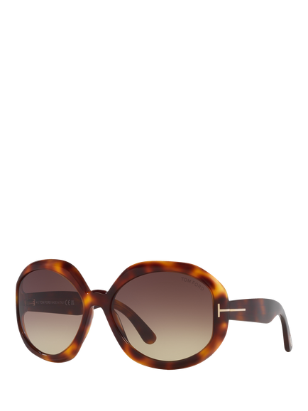 TOM FORD TR001511 Women's Round Sunglasses, Havana/Brown Gradient, Havana/Brown Gradient