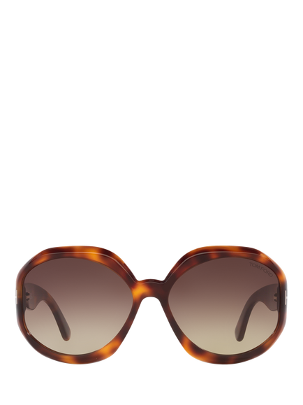 TOM FORD TR001511 Women's Round Sunglasses, Havana/Brown Gradient - view 2, Havana/Brown Gradient