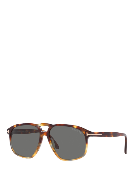 TOM FORD TR001532 Men's Aviator Sunglasses, Havana/Grey, Havana/Grey