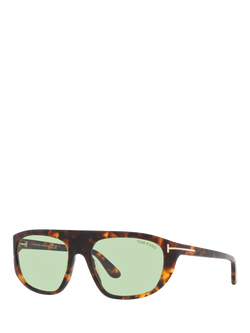 TOM FORD TR001533 Unisex Oval Sunglasses, Havana/Green, Havana/Green
