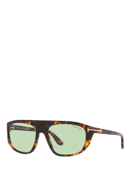 TOM FORD TR001533 Unisex Oval Sunglasses, Havana/Green, Havana/Green