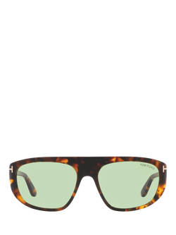 TOM FORD TR001533 Unisex Oval Sunglasses, Havana/Green - view 2, Havana/Green